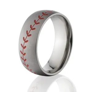 8mm Baseball Ring - Men's Titanium Wedding Band