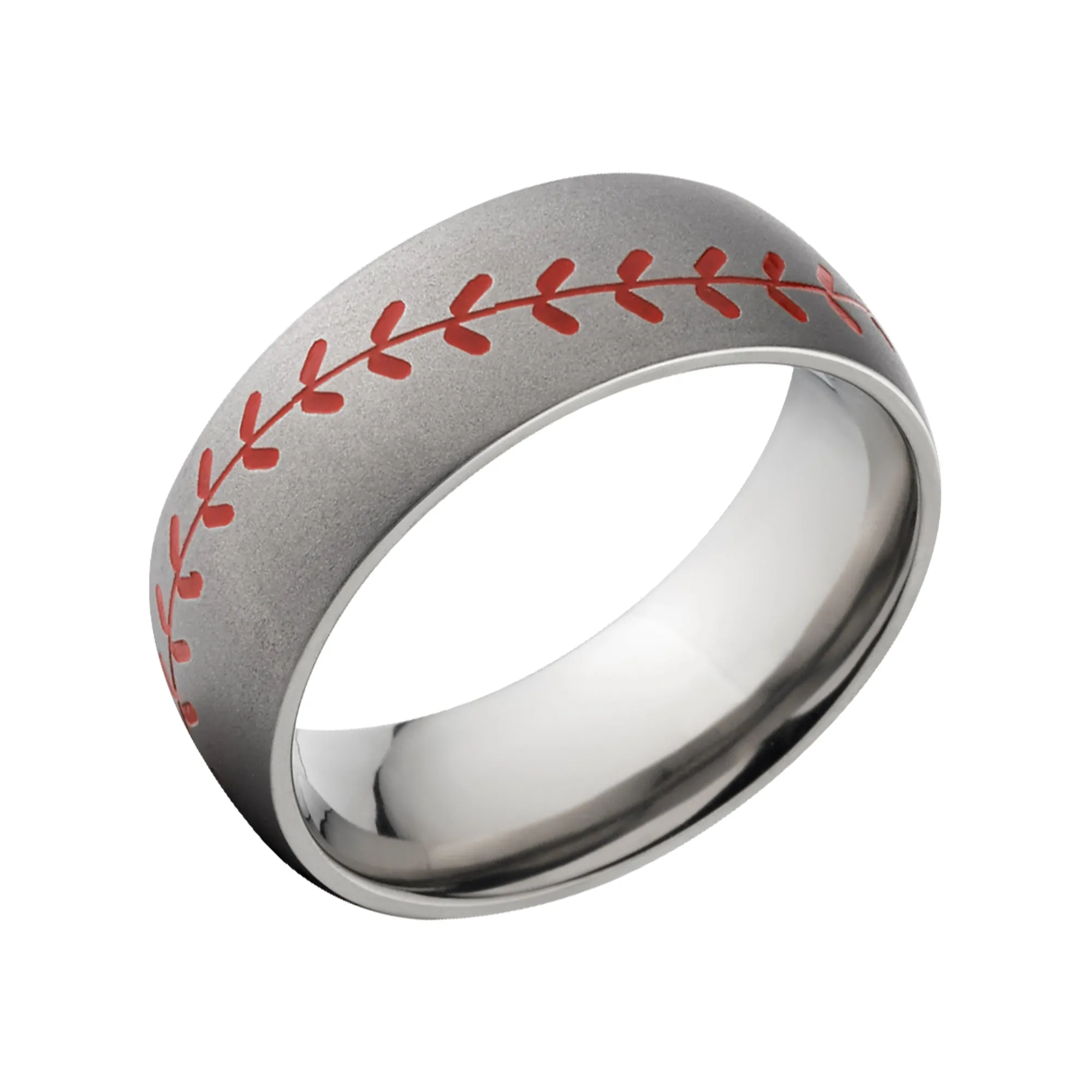 8mm Baseball Ring - Men's Titanium Wedding Band