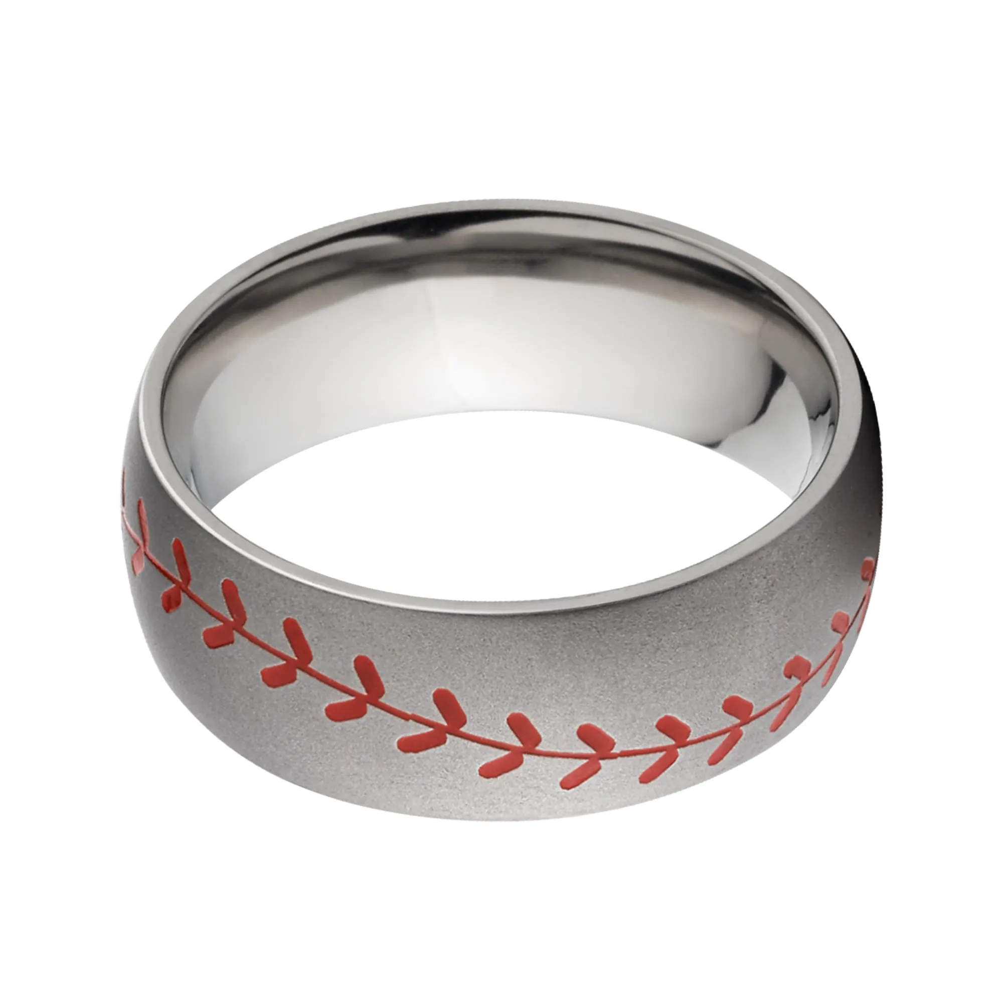 8mm Baseball Ring - Men's Titanium Wedding Band