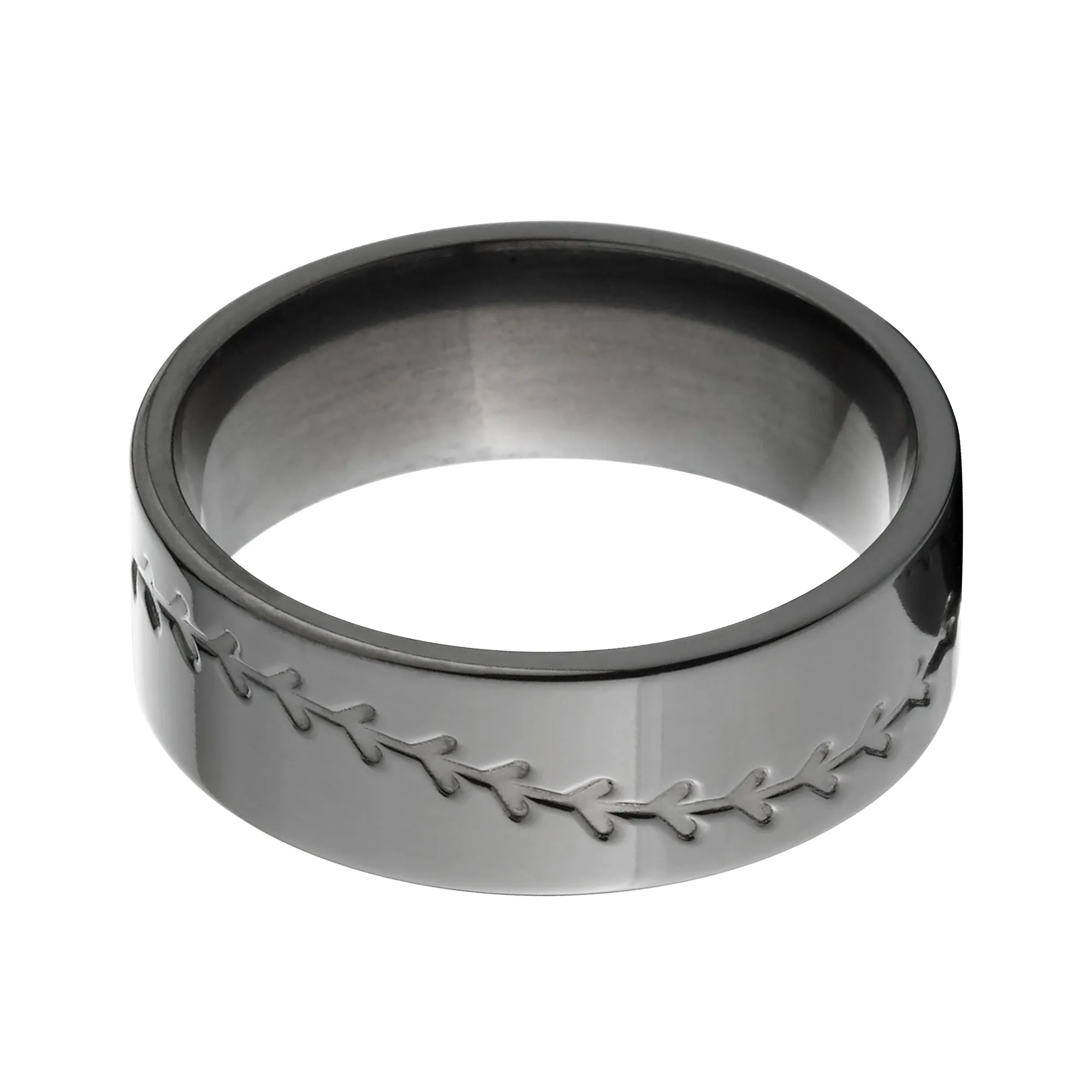 8mm Black Baseball Ring - Men's Rings