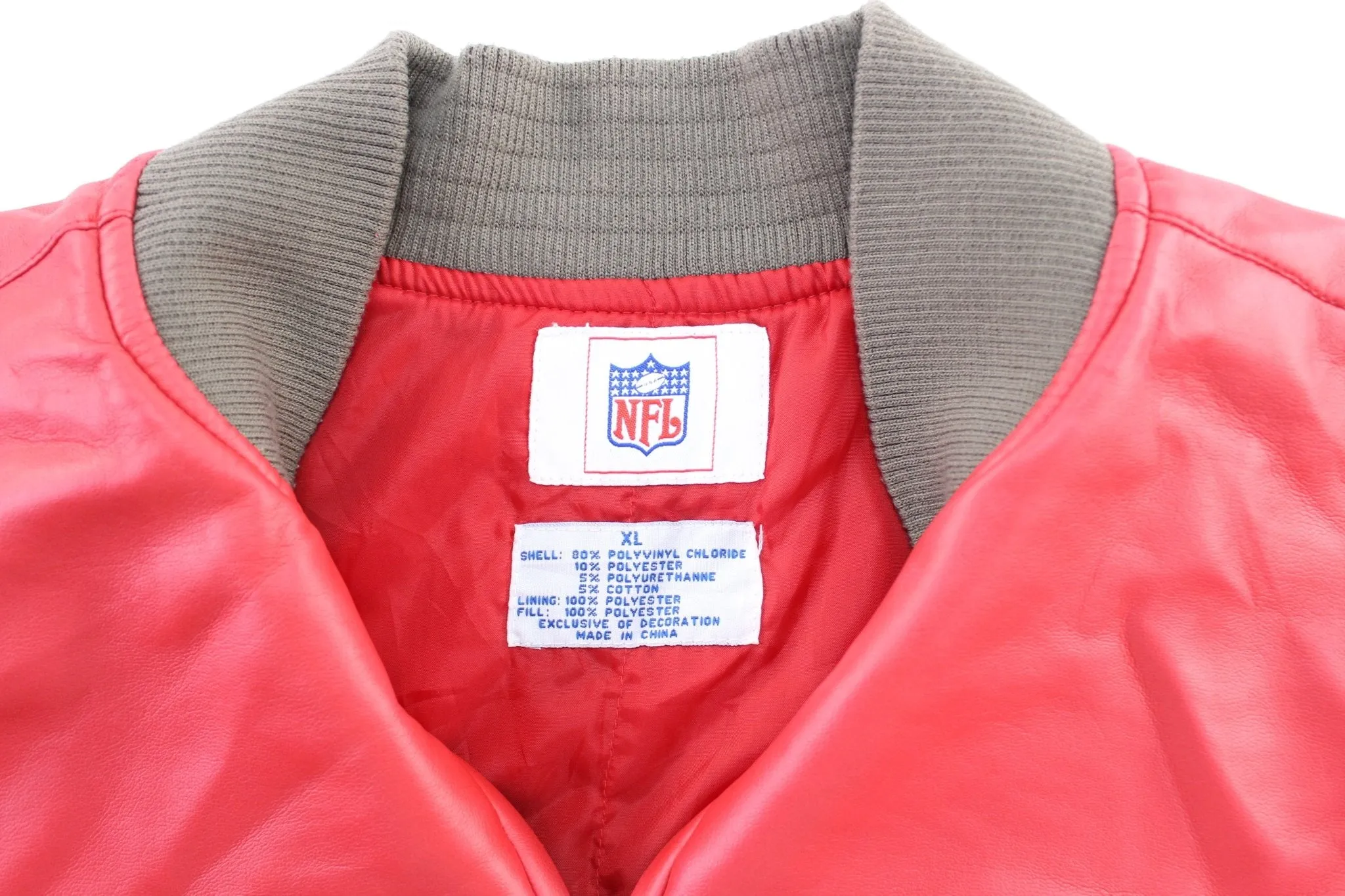 90's NFL Tampa Bay Buccaneers Red & Brown Leather Jacket