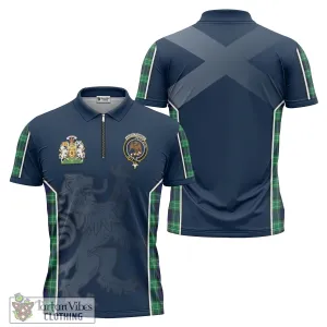 Abercrombie Tartan Zipper Polo Shirt with Family Crest and Lion Rampant Vibes Sport Style