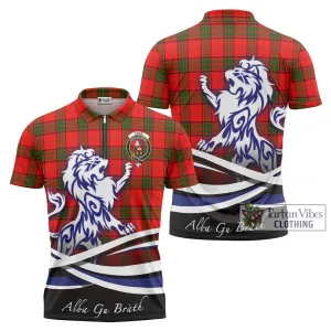 Adair Tartan Zipper Polo Shirt with Alba Gu Brath Regal Lion Emblem