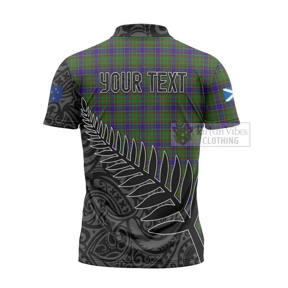 Adam Crest Tartan Zipper Polo Shirt with New Zealand Silver Fern Half Style