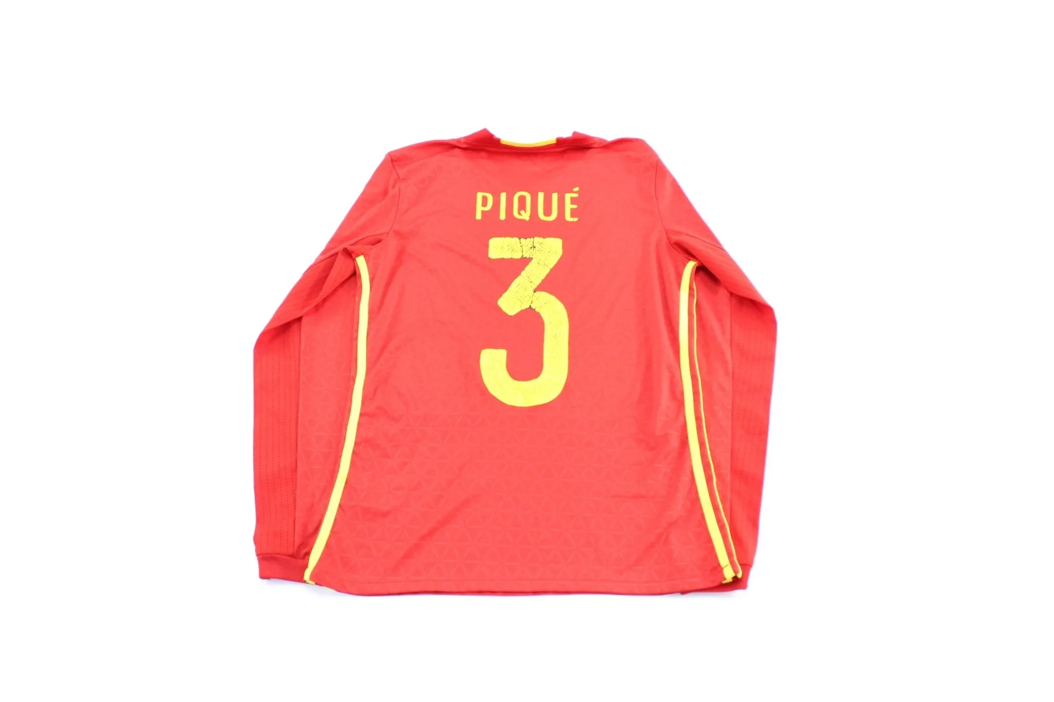 Adidas Embroidered Logo Spain Gerard Pique Striped Soccer Jersey