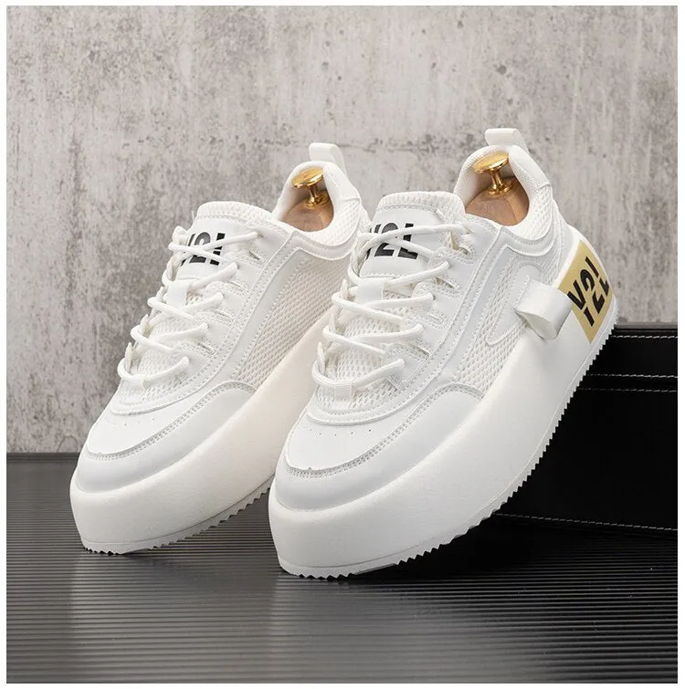 Advbridge Breathable Leather Men Casual Shoes Hip Hop sports shoes Height Increasing shoes Zapatillas Hombre