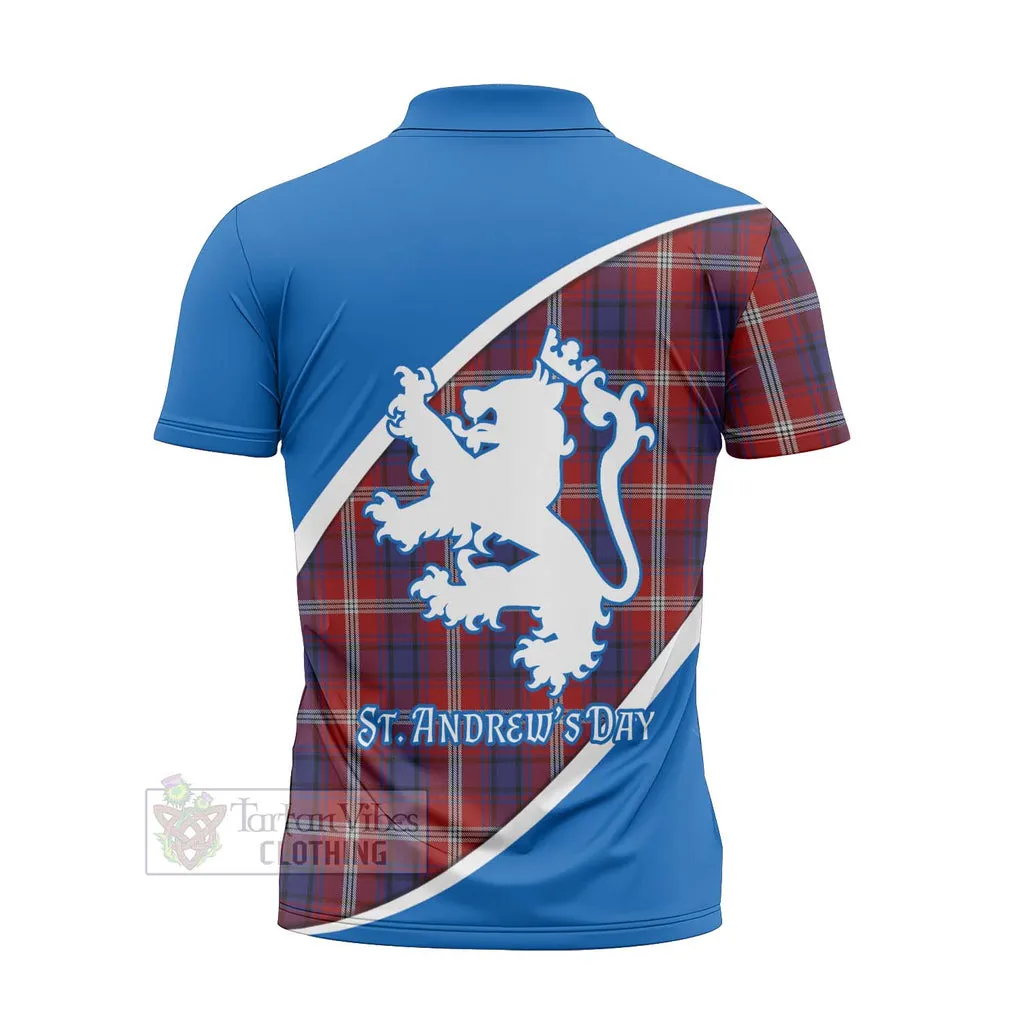 Ainslie Family Crest Tartan Zipper Polo Shirt Celebrate Saint Andrew's Day in Style