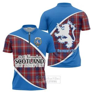 Ainslie Family Crest Tartan Zipper Polo Shirt Celebrate Saint Andrew's Day in Style