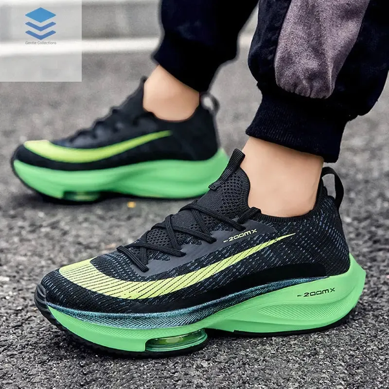 Air Cushion Sports Shoes Men Personalized Fashion Breathable Lace Up Knit Sneakers Casual Outdoor Running Walking Shoes