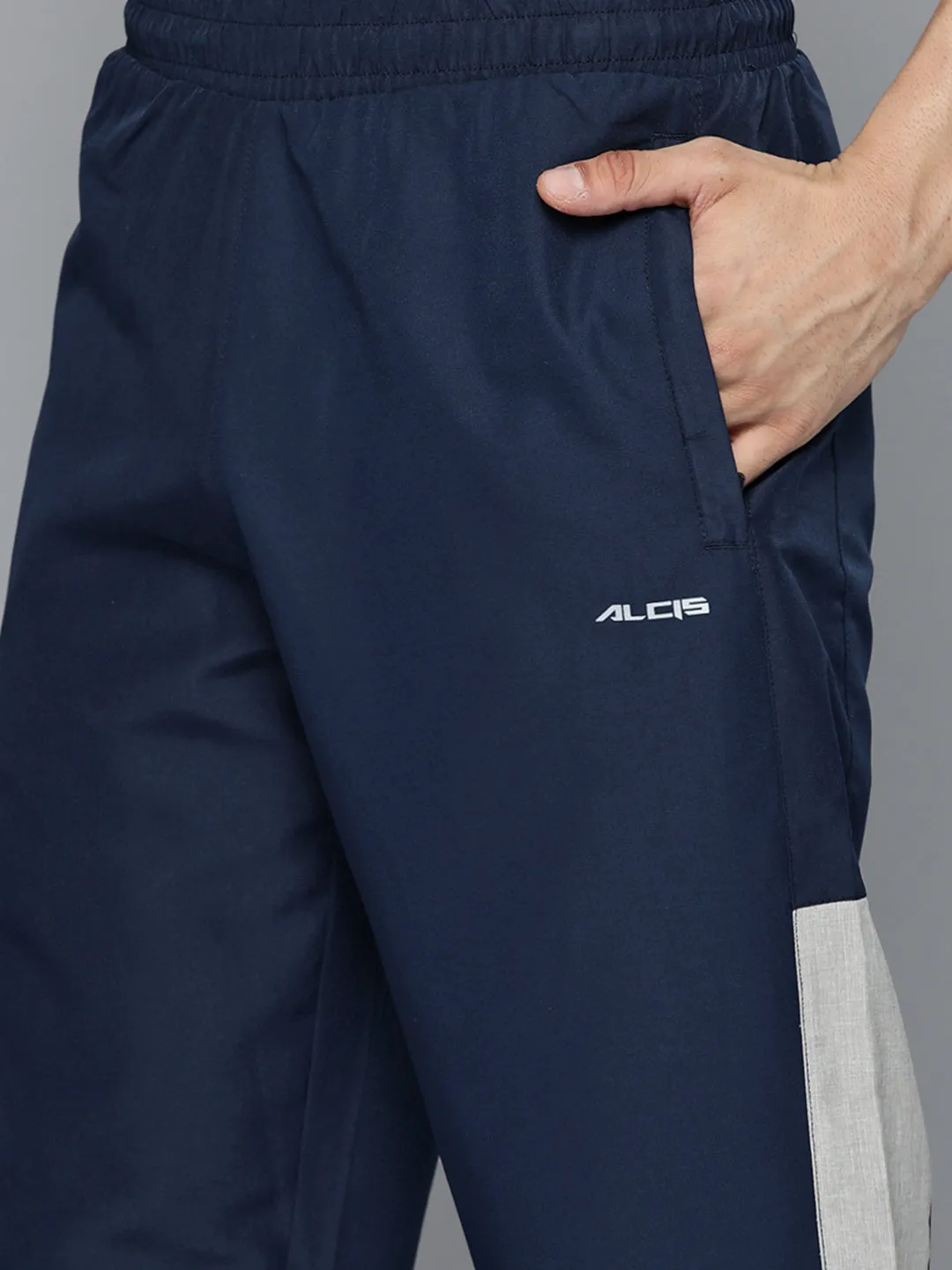 Alcis Men Navy Blue  Grey Colourblocked Tracksuit