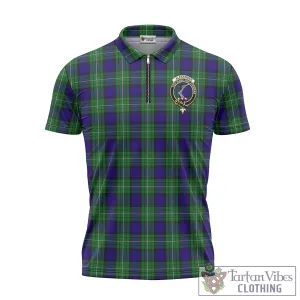 Alexander Tartan Zipper Polo Shirt with Family Crest