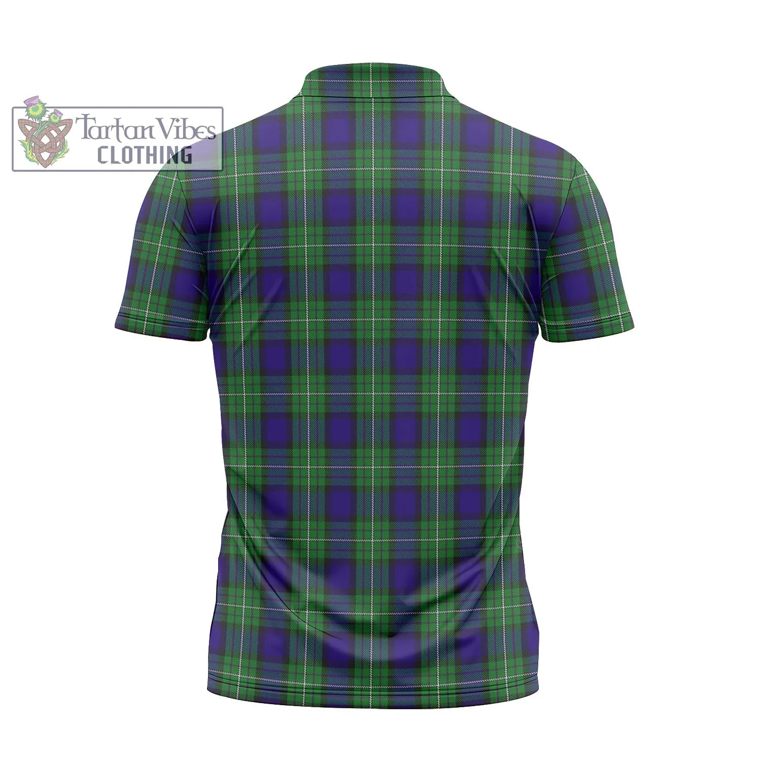 Alexander Tartan Zipper Polo Shirt with Family Crest