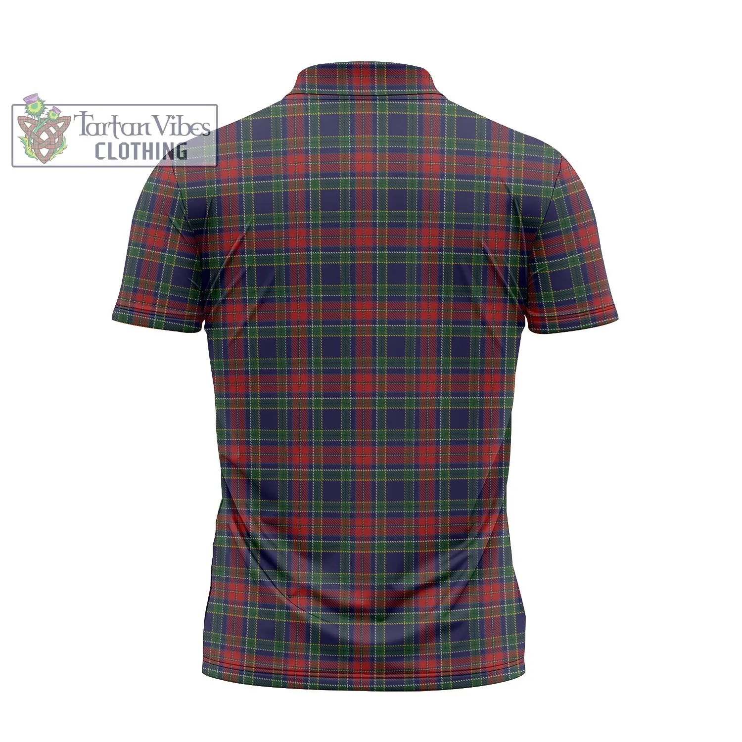 Allison Red Tartan Zipper Polo Shirt with Family Crest