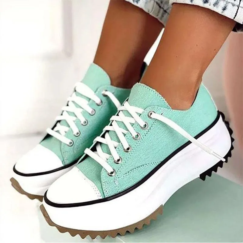 Amozae-New Women's Vulcanize Shoes Fashion Platform High Canvas Shoes Casual Sports Shoes Ladies Comfortable Lace Up Sneakers women