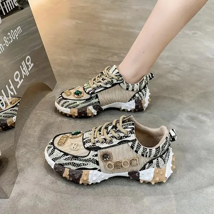 Amozae-Women's Sneakers Spring Autumn Fashion Luxury Rhinestone Ladies Shoes New Outdoor Platform Female Sports Shoes Vulcanized