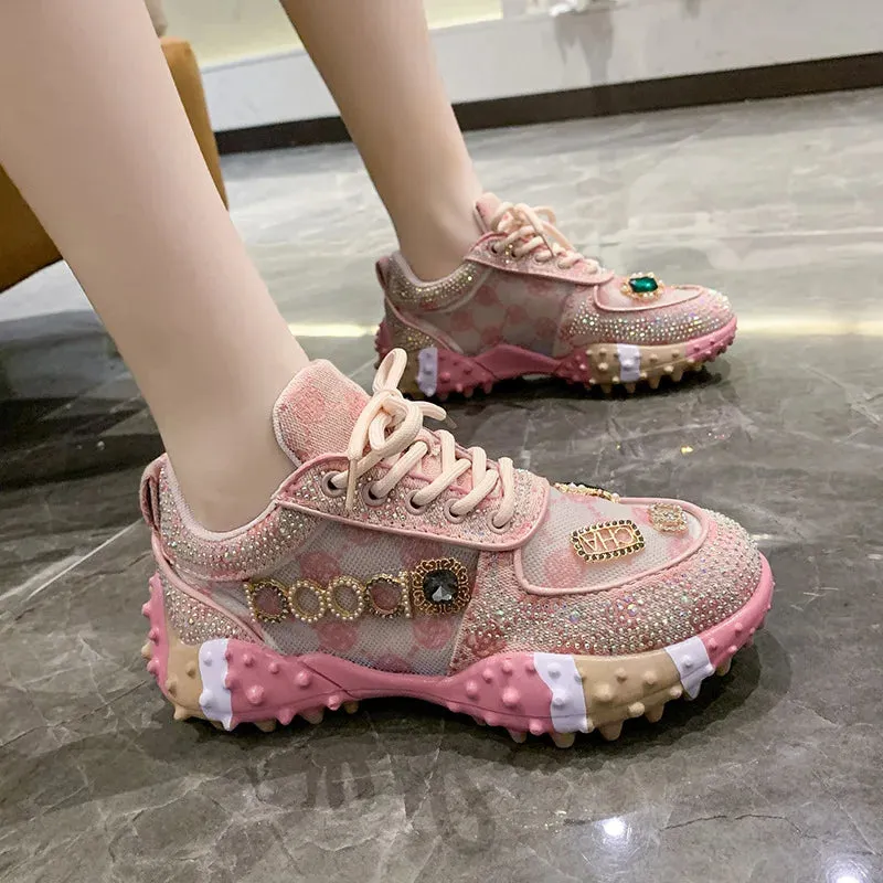 Amozae-Women's Sneakers Spring Autumn Fashion Luxury Rhinestone Ladies Shoes New Outdoor Platform Female Sports Shoes Vulcanized