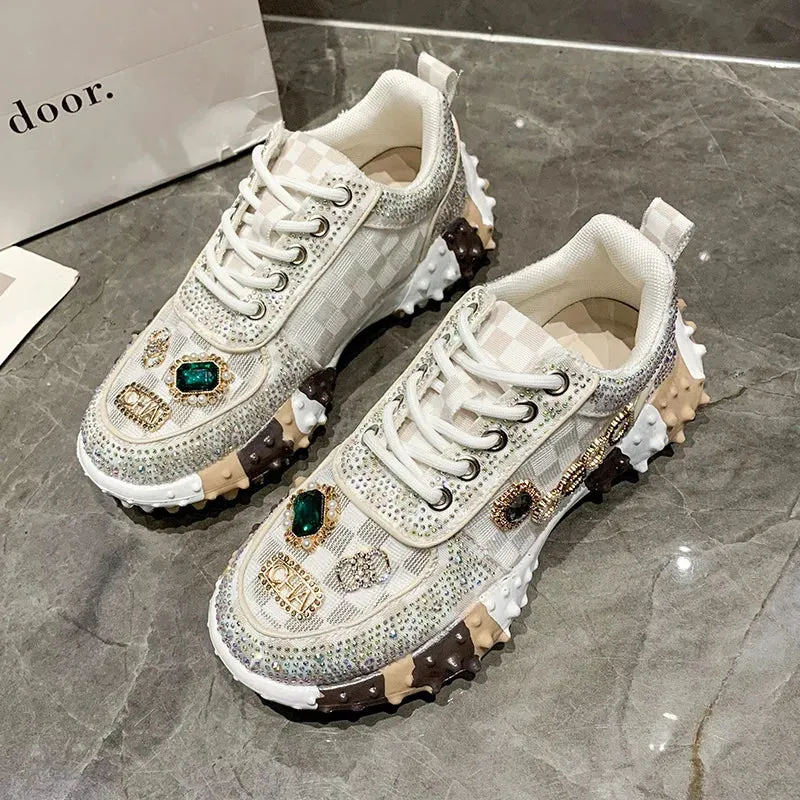 Amozae-Women's Sneakers Spring Autumn Fashion Luxury Rhinestone Ladies Shoes New Outdoor Platform Female Sports Shoes Vulcanized