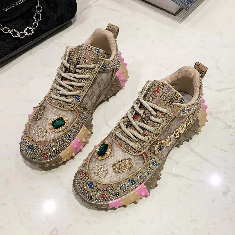 Amozae-Women's Sneakers Spring Autumn Fashion Luxury Rhinestone Ladies Shoes New Outdoor Platform Female Sports Shoes Vulcanized