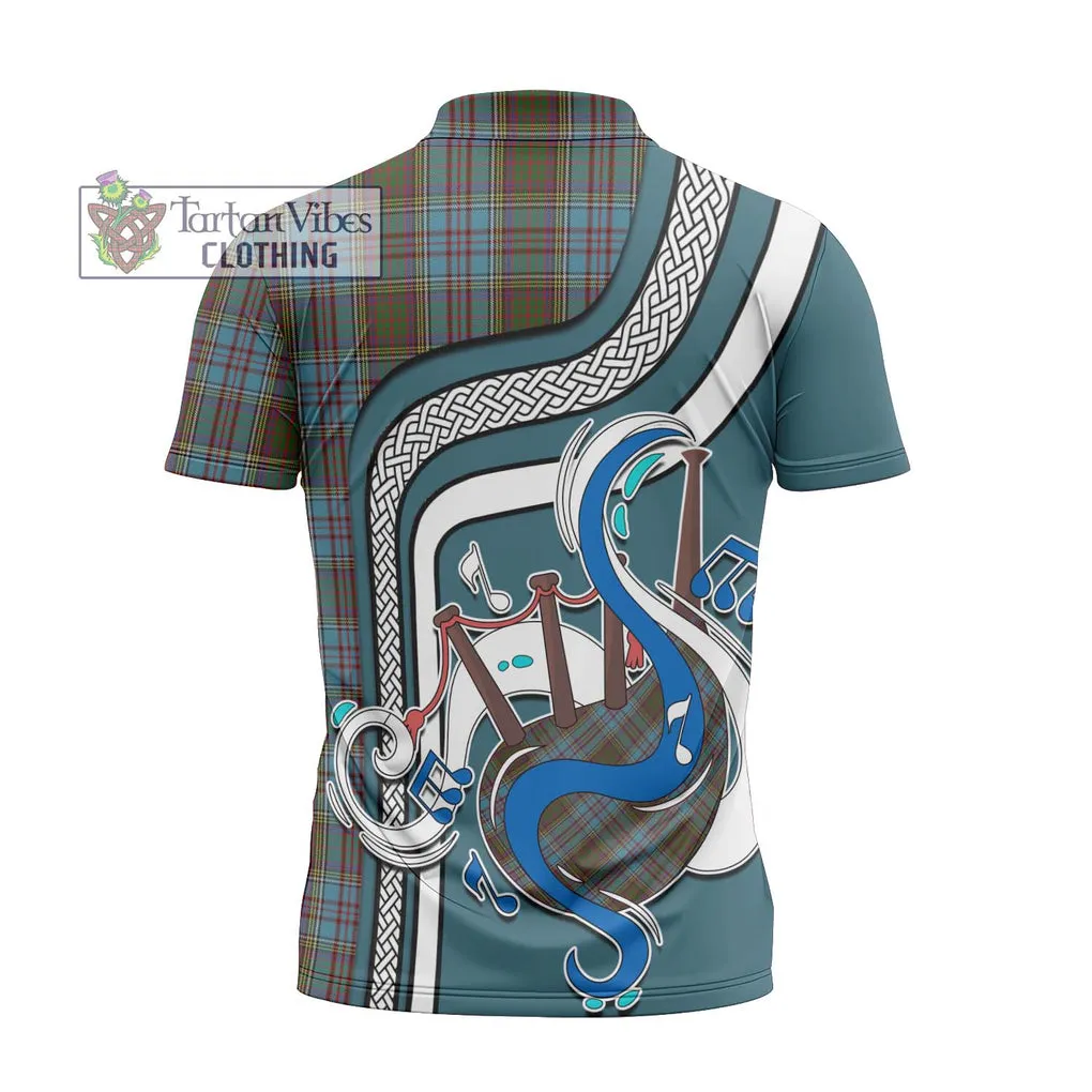 Anderson Tartan Zipper Polo Shirt with Epic Bagpipe Style