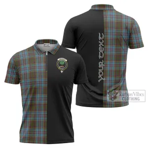 Anderson Tartan Zipper Polo Shirt with Family Crest and Half Of Me Style