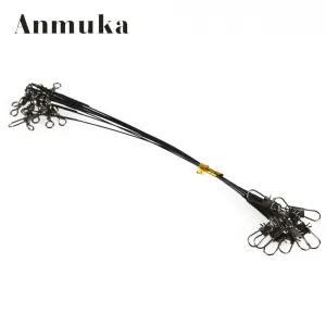 Anmuka 10Pcs Fly Fishing lead Line Connector Leader Wire lead line Assortment Sleeve and Stainless Steel Rolling Swivels 12-28cm