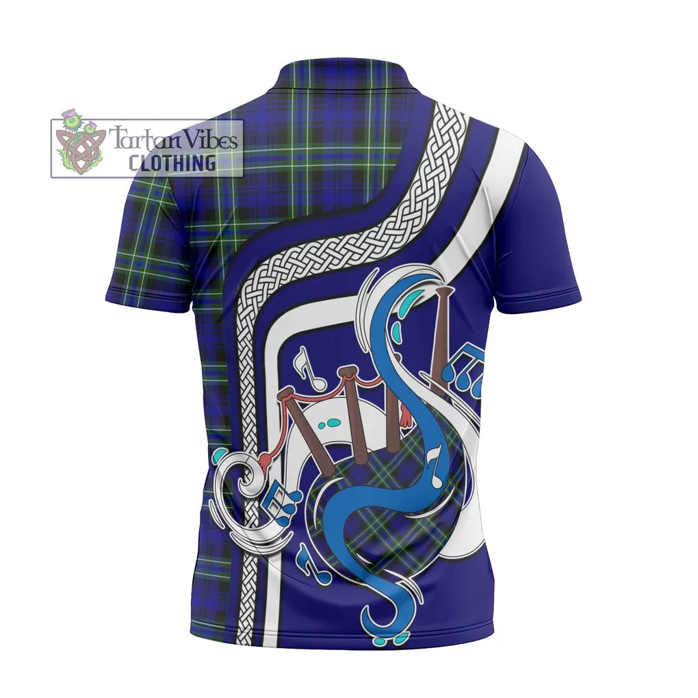 Arbuthnot Modern Tartan Zipper Polo Shirt with Epic Bagpipe Style