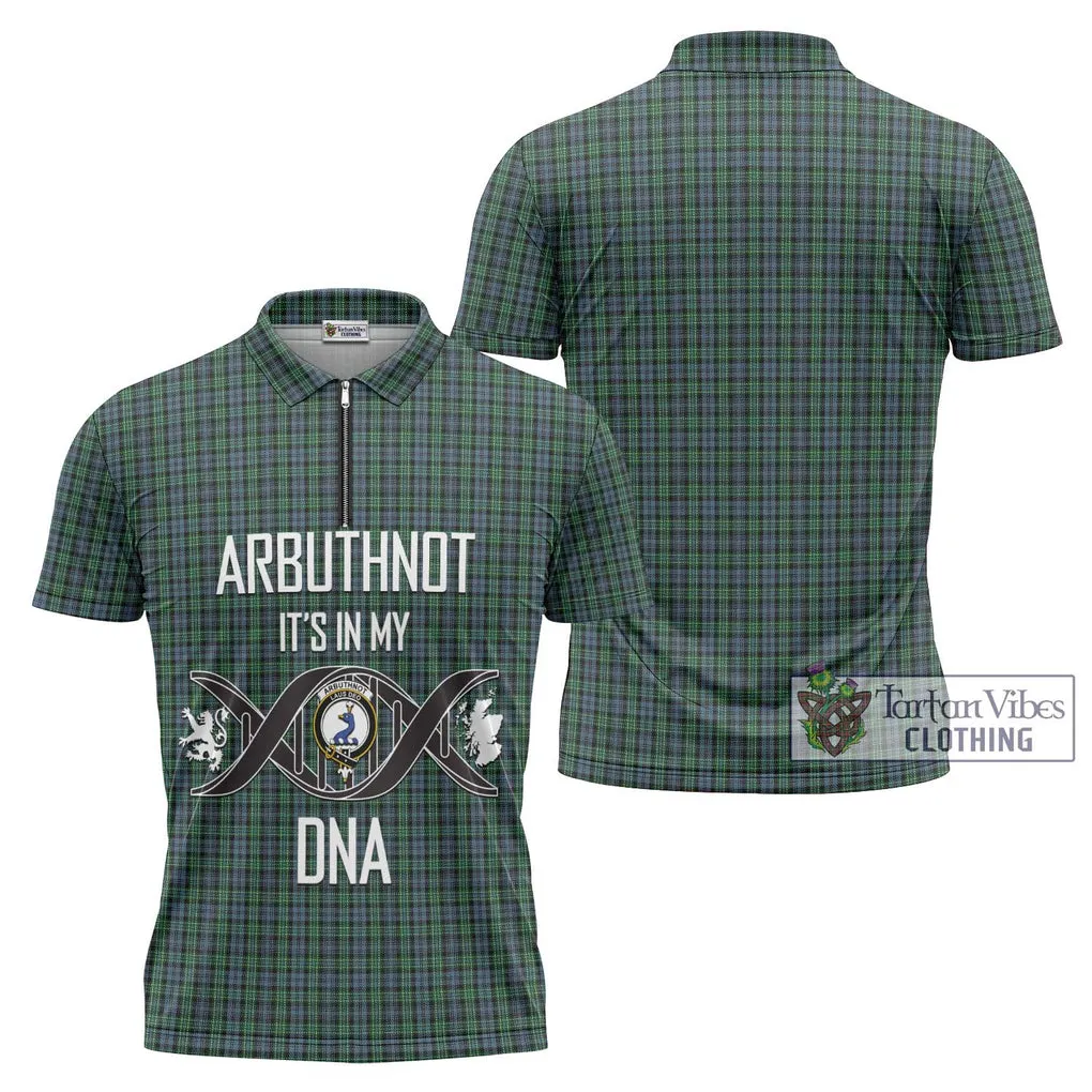 Arbuthnot Tartan Zipper Polo Shirt with Family Crest DNA In Me Style