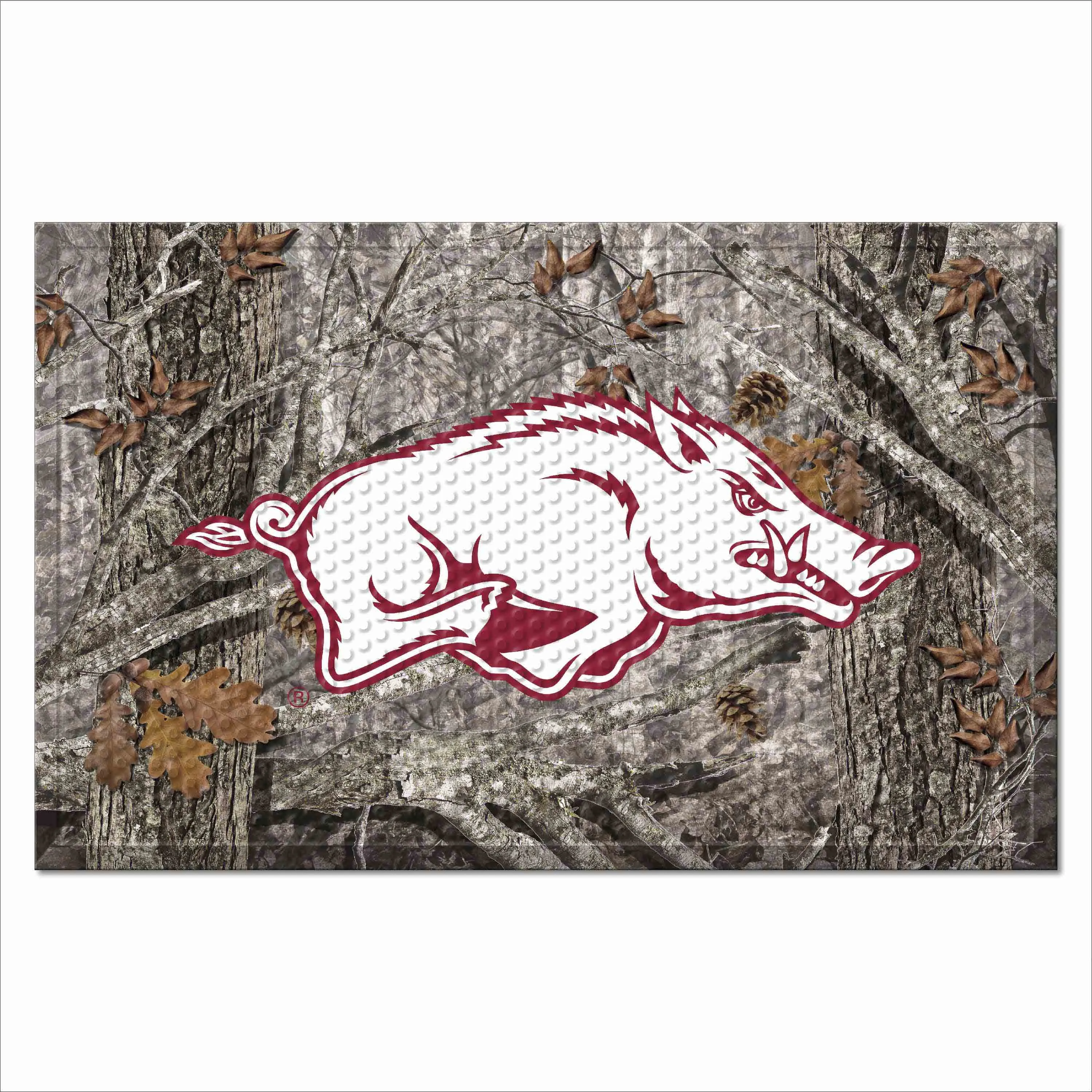 Arkansas Razorbacks Rubber Scraper Door Mat, Camo Color