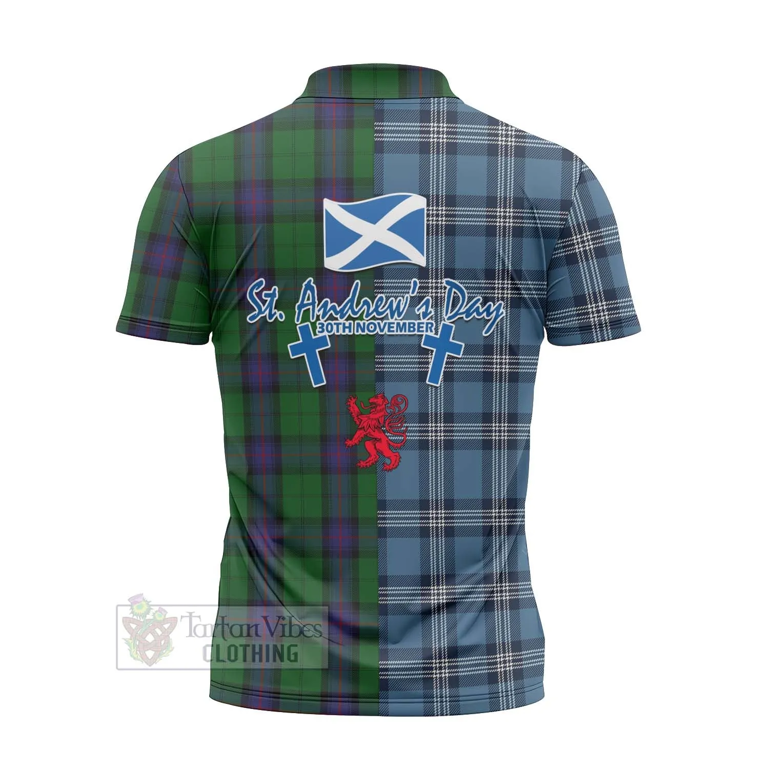 Armstrong Tartan Zipper Polo Shirt Happy St. Andrew's Day Half Tartan Style