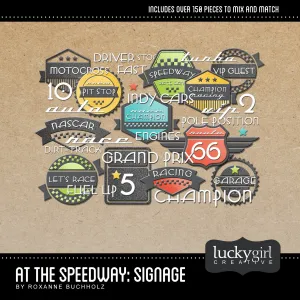 At the Speedway Signage Digital Scrapbook Kit