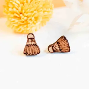 Badminton Shuttles Earrings Wooden Jewellery - ET15196