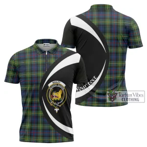 Bailey Modern Tartan Zipper Polo Shirt with Family Crest Circle Style