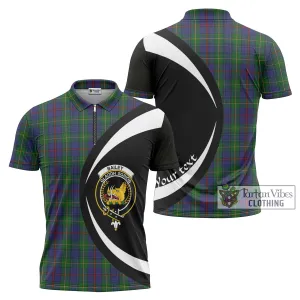 Bailey Tartan Zipper Polo Shirt with Family Crest Circle Style