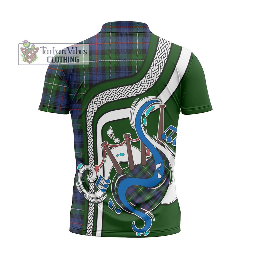 Baillie Tartan Zipper Polo Shirt with Epic Bagpipe Style