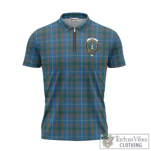 Bain Tartan Zipper Polo Shirt with Family Crest