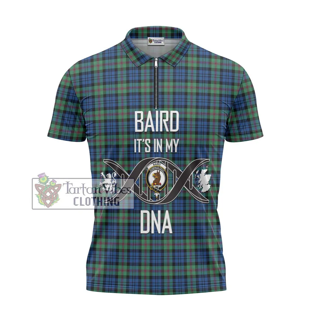 Baird Ancient Tartan Zipper Polo Shirt with Family Crest DNA In Me Style