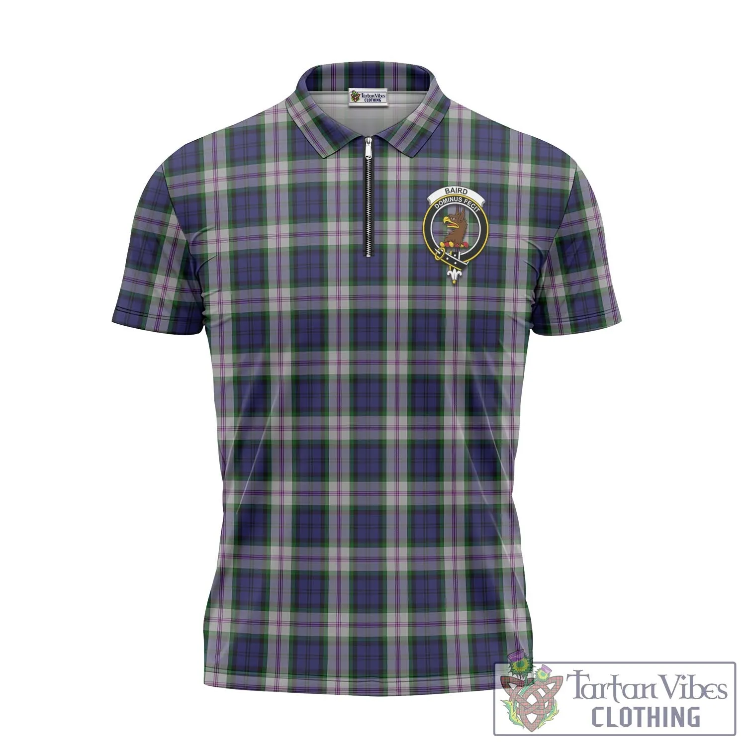 Baird Dress Tartan Zipper Polo Shirt with Family Crest