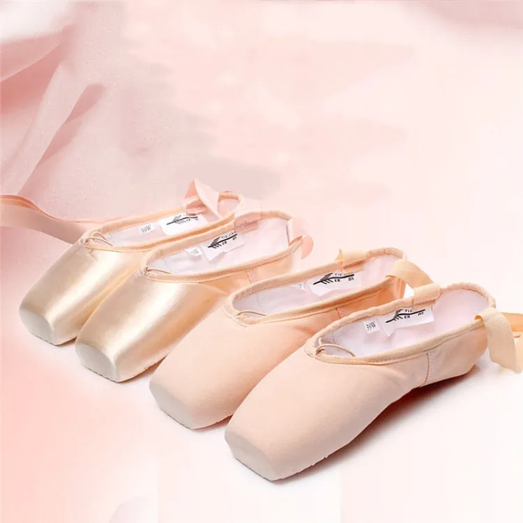 Ballet Lace Pointe Shoes Professional Flat Dance Shoes, Size: 44(Satin   Silicone Case)