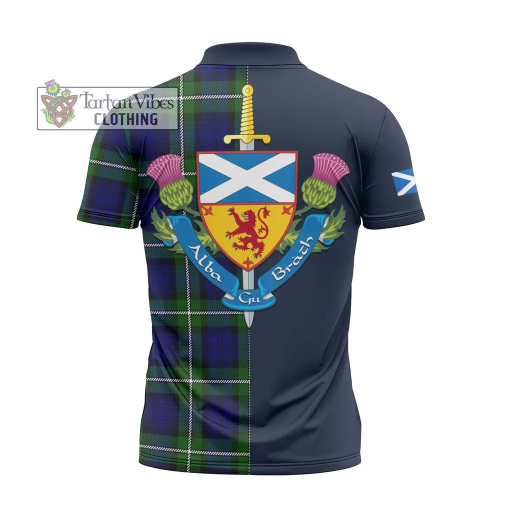 Bannerman Tartan Zipper Polo Shirt Alba with Scottish Lion Royal Arm Half Style