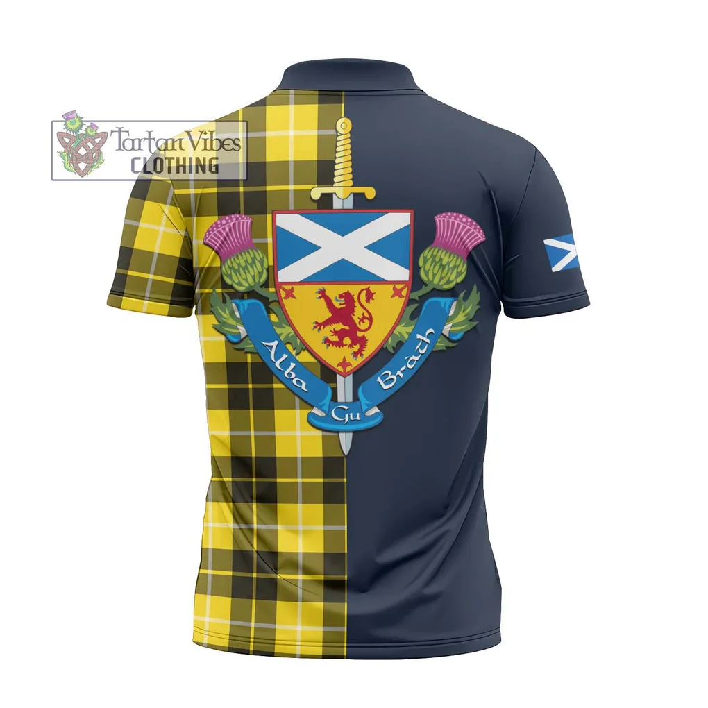 Barclay Dress Modern Tartan Zipper Polo Shirt Alba with Scottish Lion Royal Arm Half Style