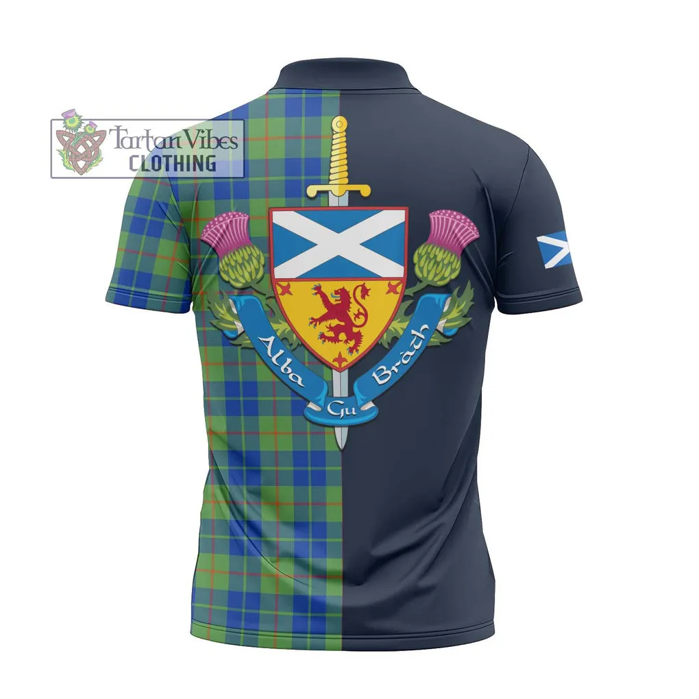 Barclay Hunting Ancient Tartan Zipper Polo Shirt Alba with Scottish Lion Royal Arm Half Style