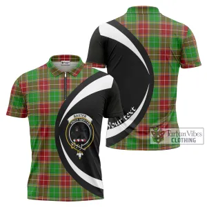 Baxter Modern Tartan Zipper Polo Shirt with Family Crest Circle Style