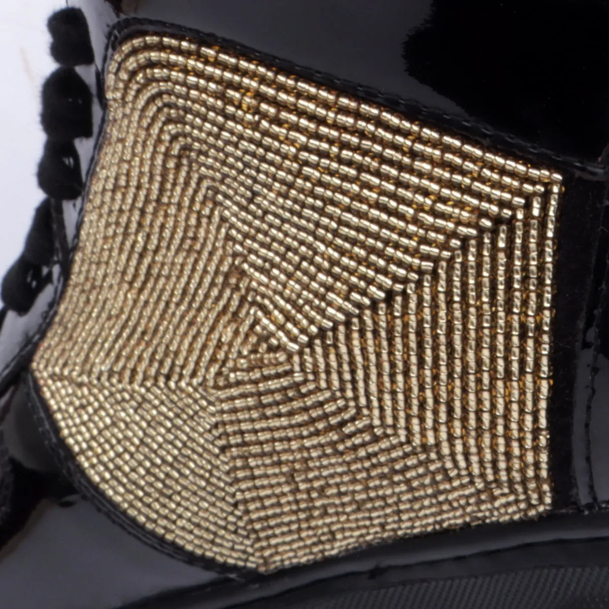 Bespoke Black and Wine Beads Zardosi Black Studded Leather Sneakers by Brune & Bareskin