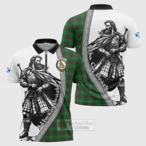 Beveridge Tartan Clan Crest Zipper Polo Shirt with Highlander Warrior Celtic Style