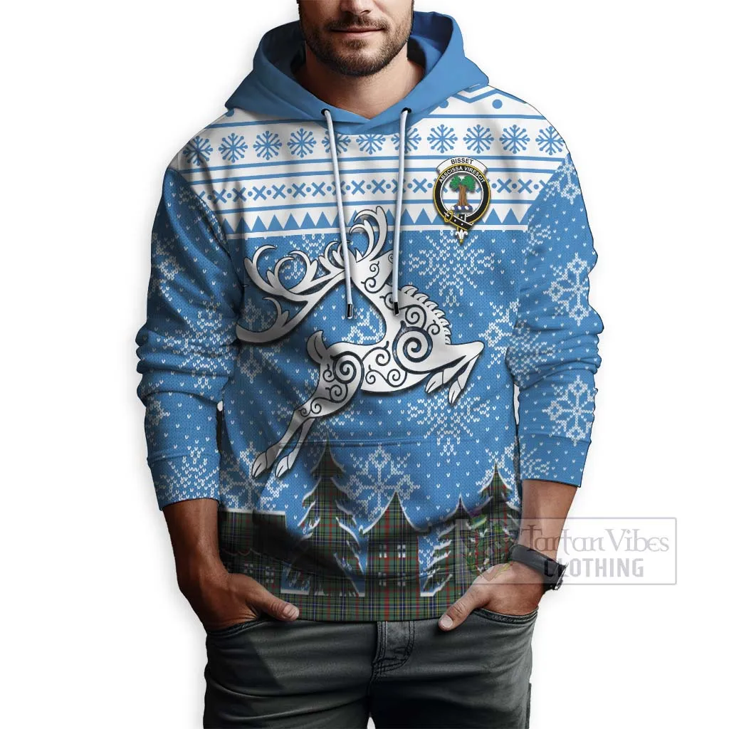 Bisset Clan Christmas Hoodie Celtic Reindeer Style