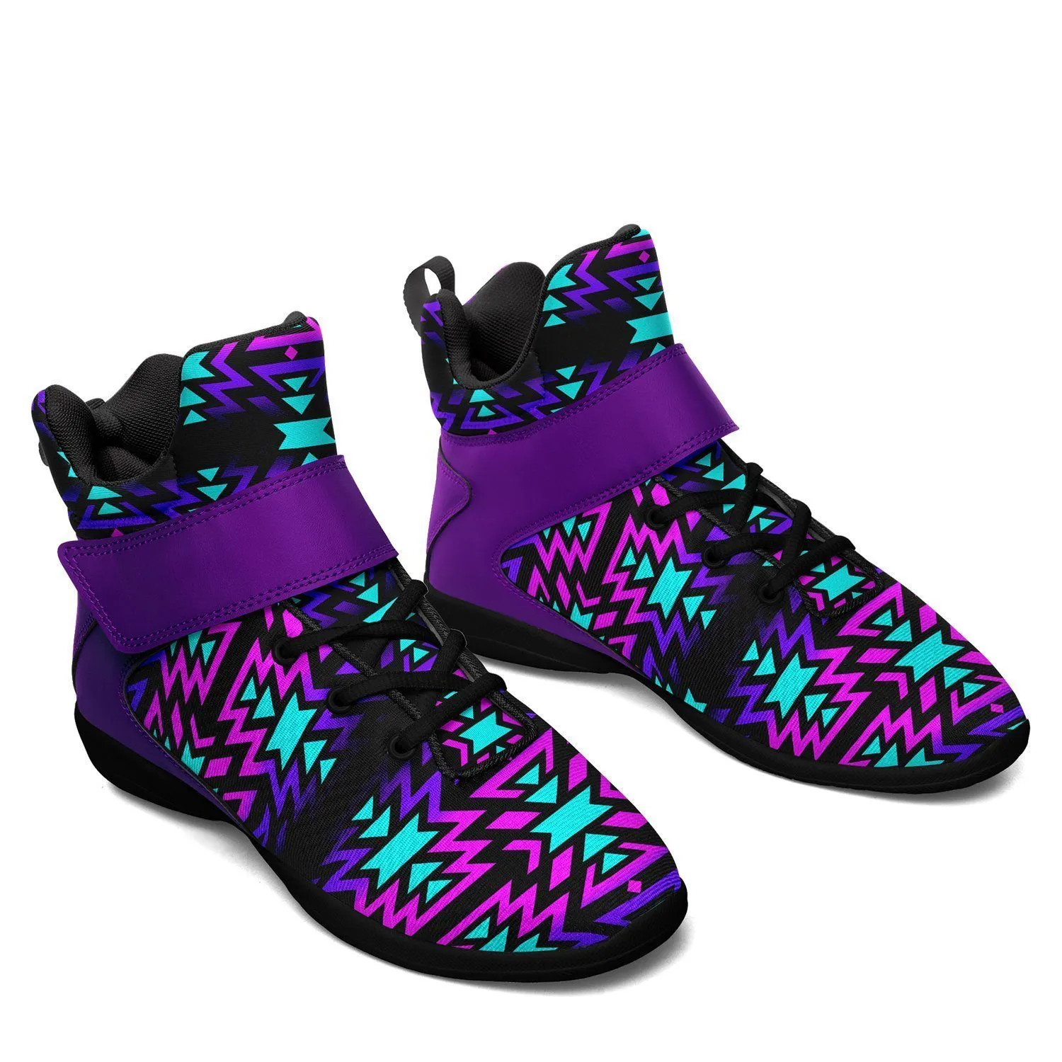 Black Fire Winter Sunset Ipottaa Basketball / Sport High Top Shoes - Black Sole