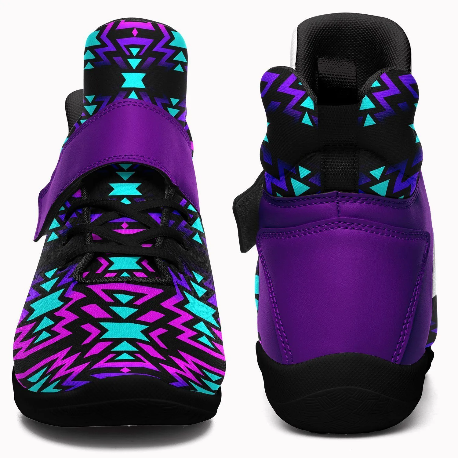 Black Fire Winter Sunset Ipottaa Basketball / Sport High Top Shoes - Black Sole