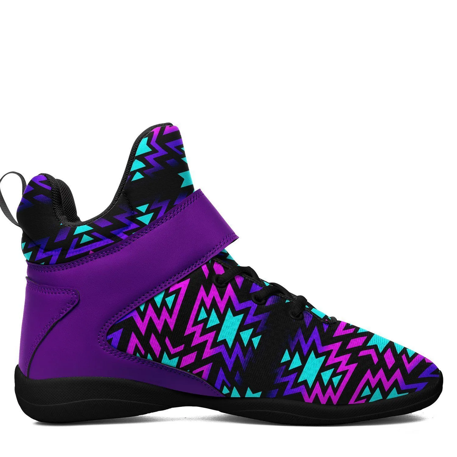 Black Fire Winter Sunset Ipottaa Basketball / Sport High Top Shoes - Black Sole