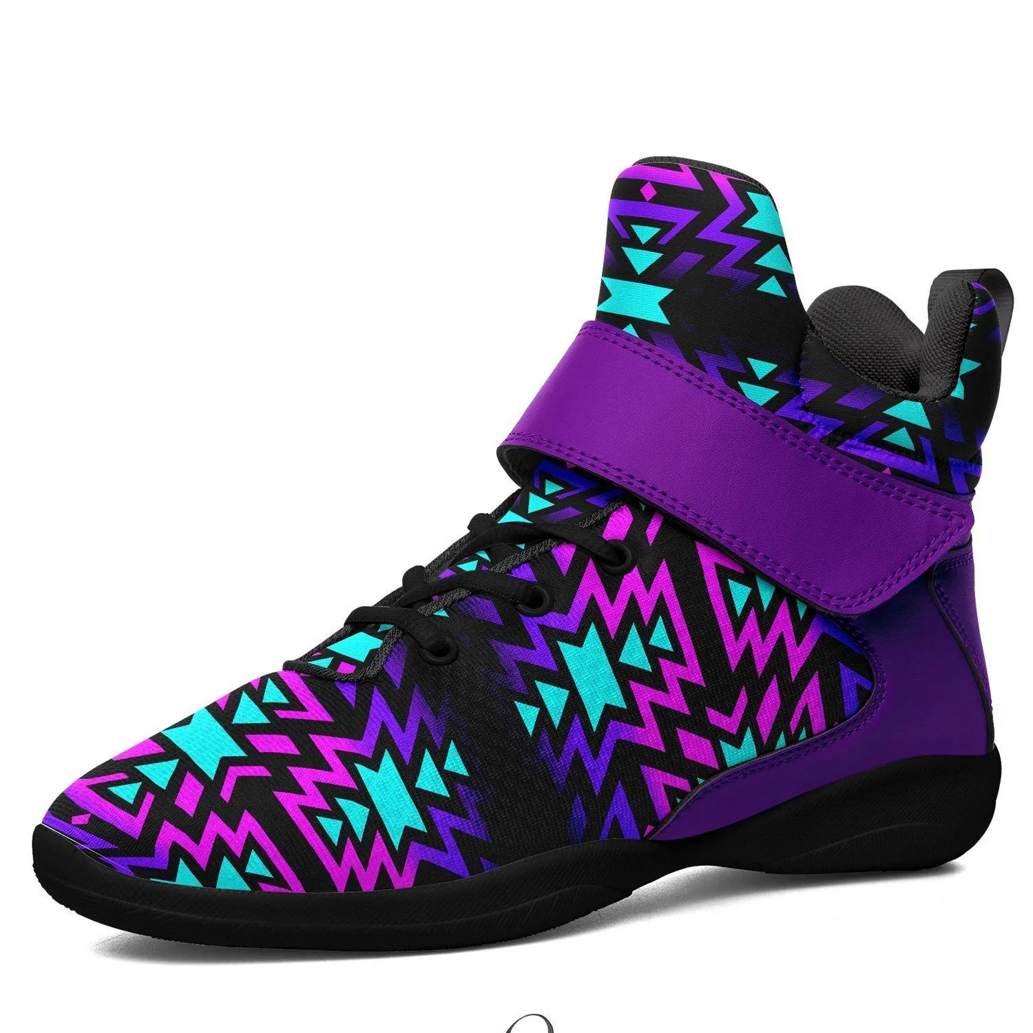 Black Fire Winter Sunset Ipottaa Basketball / Sport High Top Shoes - Black Sole