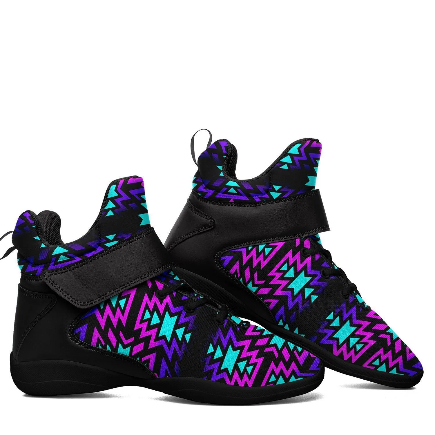 Black Fire Winter Sunset Ipottaa Basketball / Sport High Top Shoes - Black Sole